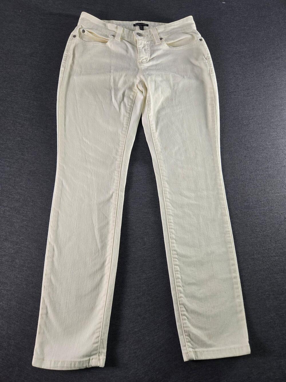 Eileen Fisher Jeans Womens 2 White Organic Cotton Straight Leg Stretch Denim USA